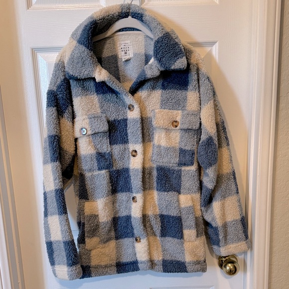 Billabong Blue and White Sherpa Jacket - Picture 1 of 3